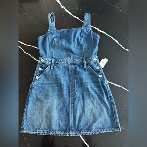 Mother The Over It in Green Thumb Denim Dress